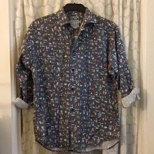 Vtg Abstract Pattern Collared Button Up